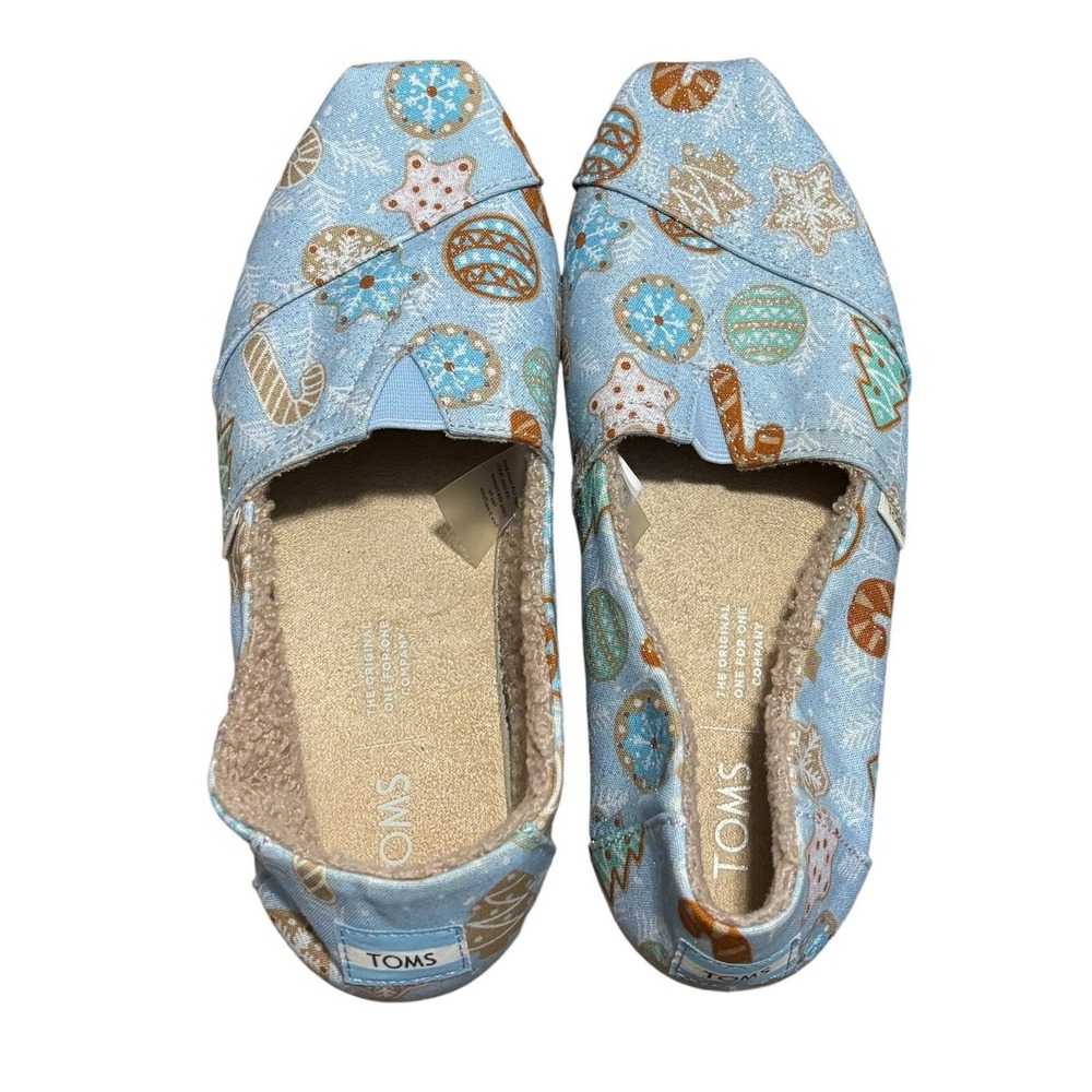 Toms Shoes Womens 5.5 Christmas Cookies Faux Fur Lining